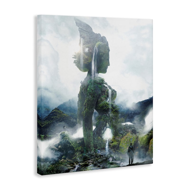 Stupell Mossy Nature Statue of Woman Canvas Wall Art Design By Barrett Biggers