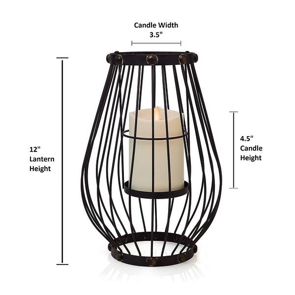 LUMINARA Madison Lantern & OUTDOOR Flameless Candle Pillar Melted