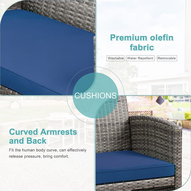 Futzca 4 Pieces Outdoor Patio Furniture Sets Conversation Sets Rattan Chair