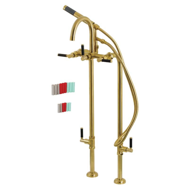 Concord Freestanding Tub Faucet with Supply Line and Stop Valve - Brushed Brass