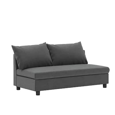 Modular Loveseat, Gray Chenille, Armrest Storage, USB Charger, Flexible Config