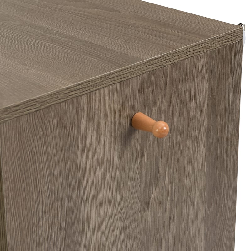 Grey 2-in-1 Shoe Storage Bench & Shoe Cabinets with Padded Seat and Adjustable Shelves - 13.7"W x 55.1"H x 55.1"D