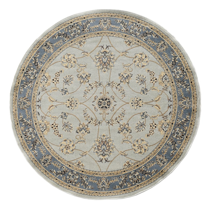 Admire Home Living Amalfi Traditional Scroll Pattern Area Rug - SAGE - 8' Round