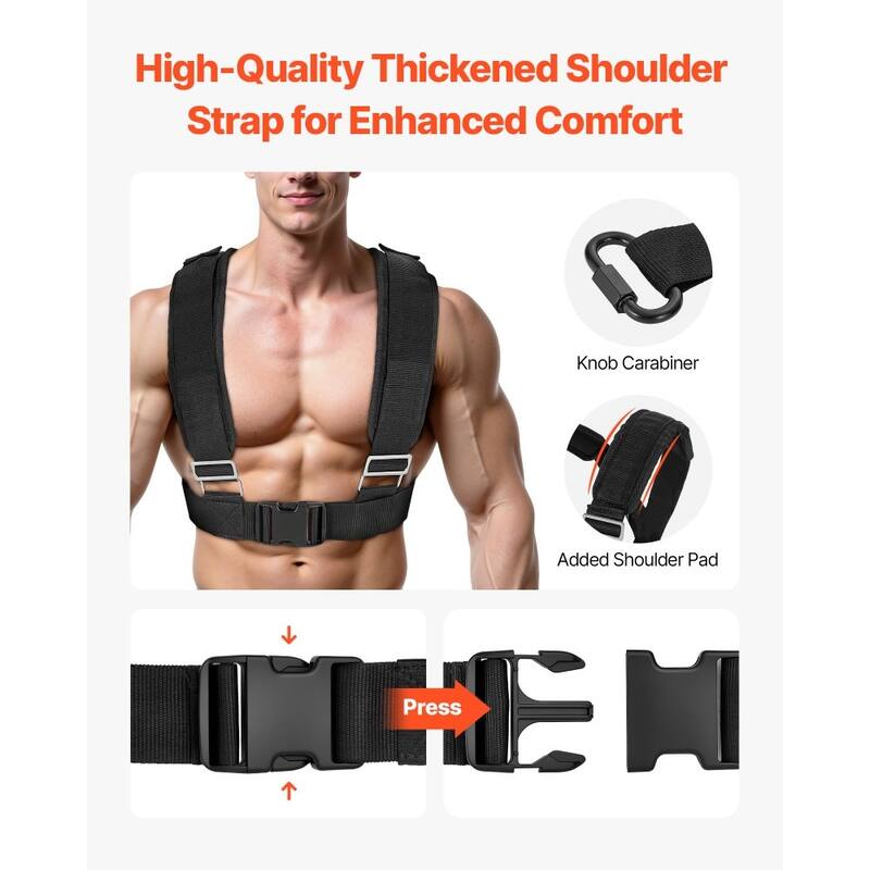 Steel Speed Training Sled with Adjustable Harness and Shoulder Straps for Strength Workouts - 40.6” x 26” x 40.9”