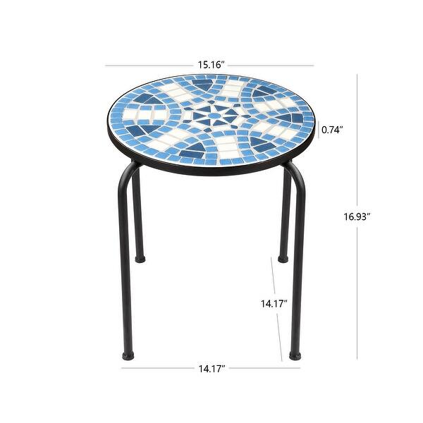 Ledel Outdoor Ceramic Side Table Mosaic Patio Plant Stand On Sale
