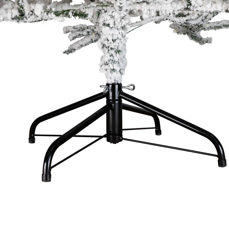 Pre-Lit Medium IPT Artificial Flocked Garden Christmas Tree - 6.5' - Warm White LED Lights - 6.5 Foot