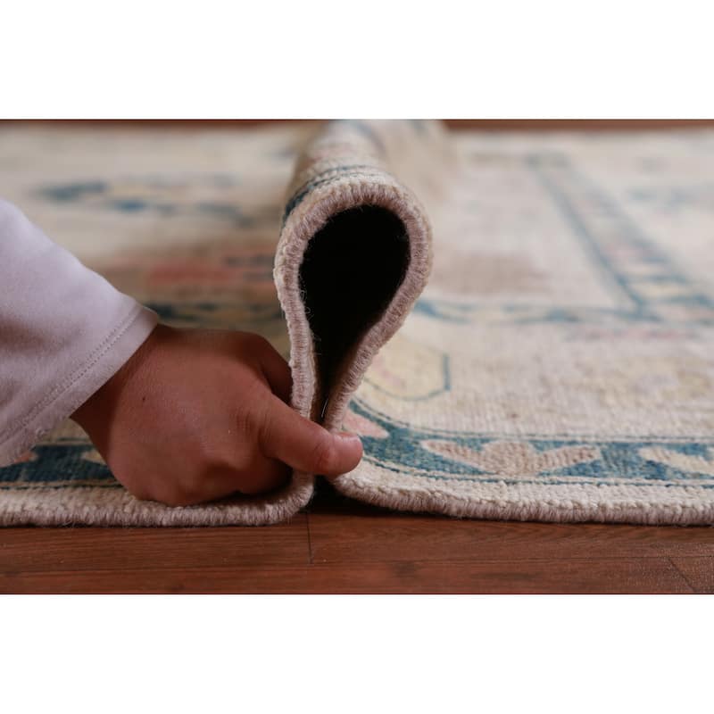 Hand Knotted Oriental 100% Wool Carpet Transitional All-Over Beige & Ivories Oushak Area Rug - 13' 9'' X 9' 11''