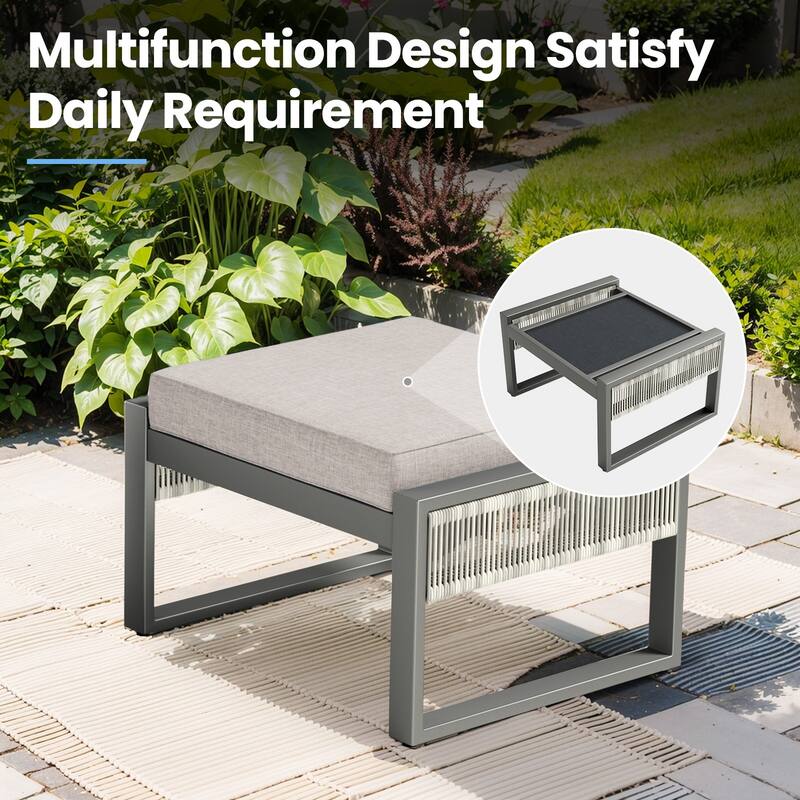 All-Weather Wicker Outdoor Ottomans PE Rattan Ottomans