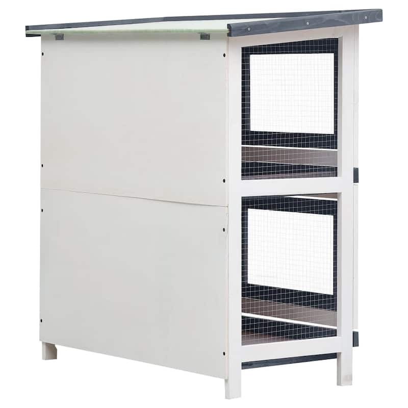 vidaXL Outdoor Rabbit Hutch 4 Doors Gray Wood - 35.4" x 17.7" x 35.4"
