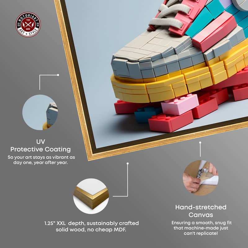 Notoriart Toy Sneaker Pastel Framed Sneaker 1 Piece Canvas Wall Art