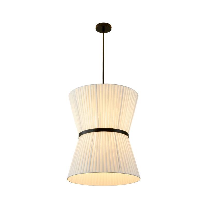 Chic Modern 2-Light Hourglass Pleated Fabric Pendant - 19.7 in
