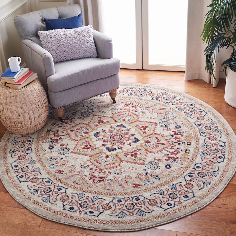 SAFAVIEH Charleston Morgann Medallion Rug - 6'7" Round - Beige/Ivory