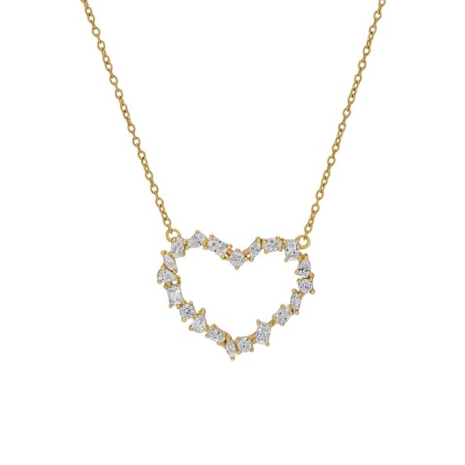 Victoria Townsend 14kt Gold over Sterling Silver Open Heart White Sapphire Necklace