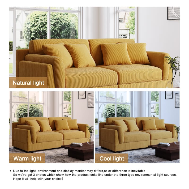 90" Corduroy Modular Sofa Reclining Sectional
