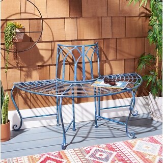 SAFAVIEH Abia Victorian Wrought Iron 50-inch Outdoor Tree Bench. - 50 in. W x 24 in. D x 31 in. H
