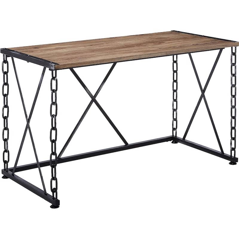 Antique Office Desk Rustic Wood Metal Frame Desk Industrial Vintage Writing Table 47.5"