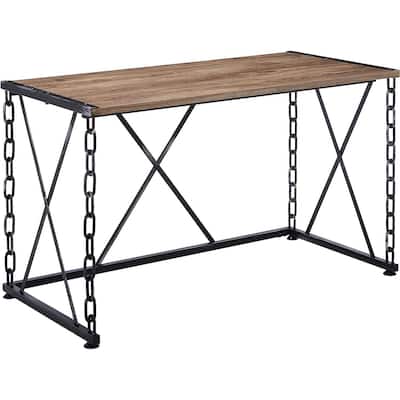 Antique Office Desk Rustic Wood Metal Frame Desk Industrial Vintage Writing Table 47.5"
