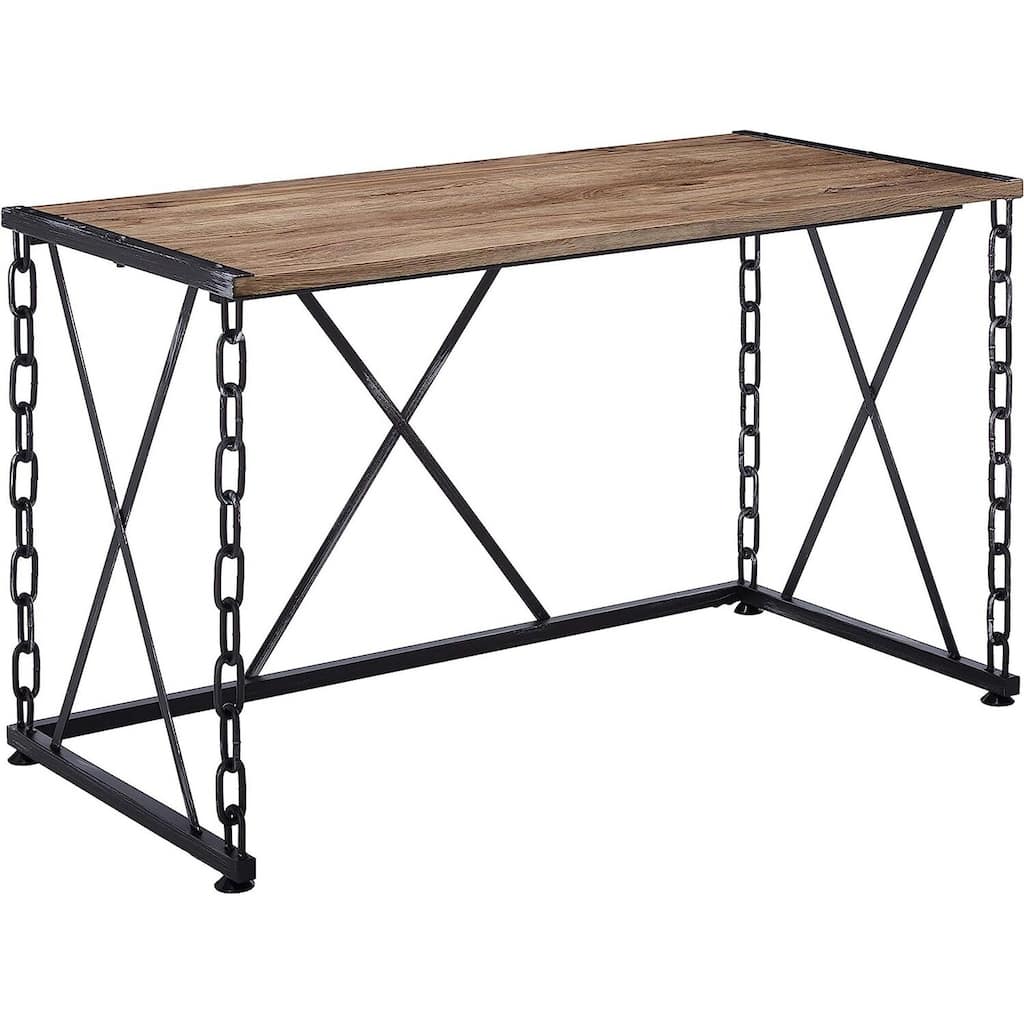 Antique Office Desk Rustic Wood Metal Frame Desk Industrial Vintage Writing Table 47.5"