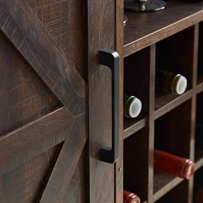 Roomfitters Farmhouse Coffee Bar Cabinet Bar Cabinet with Wine Rack Barn Door Buffet Sideboard Cabinet with Drawer