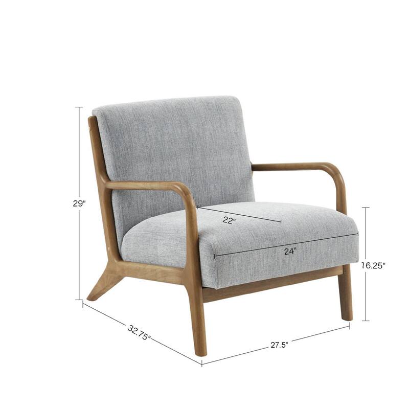 Roomfitters Mid-Century Lounge Chair with Solid Wood Frame, Upholstered Accent Seating, Living Room Chair