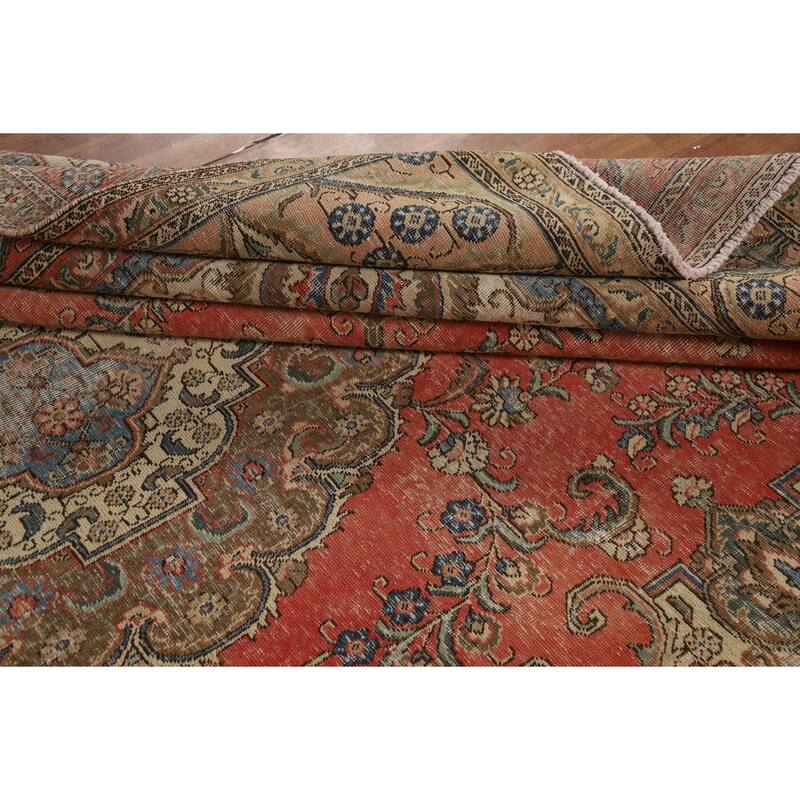 Traditional Tabriz Persian Vintage Rug Handmade Wool Carpet - 9'4" x 13'0"