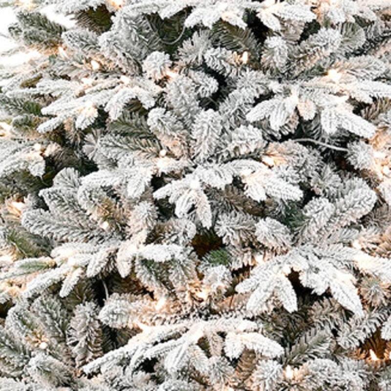 HomeRoots 6' White Pre Lit Full Flocked Fir Christmas Tree - 55.00 in. x 72.00 in. x 55.00 in.