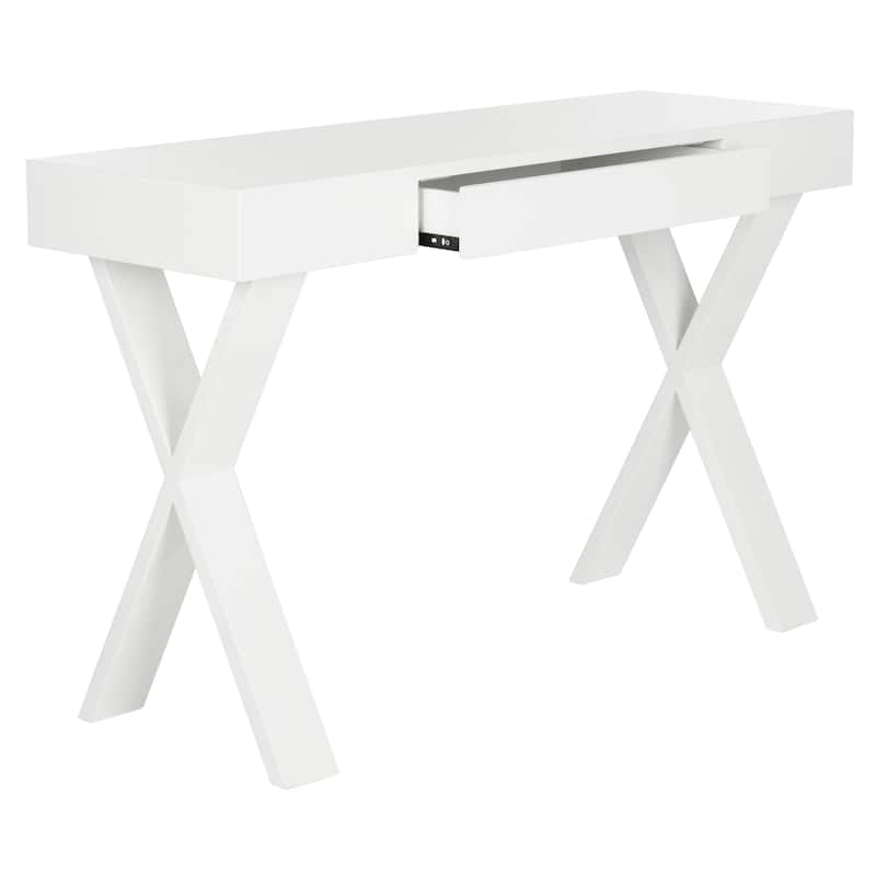 SAFAVIEH Deanna Mid Century Lacquer White One Drawer Vanity Desk