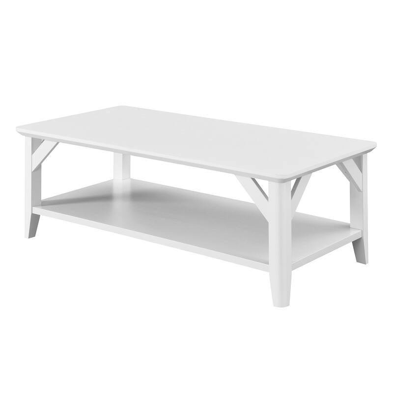 Convenience Concepts Winston Coffee Table with Shelf - White