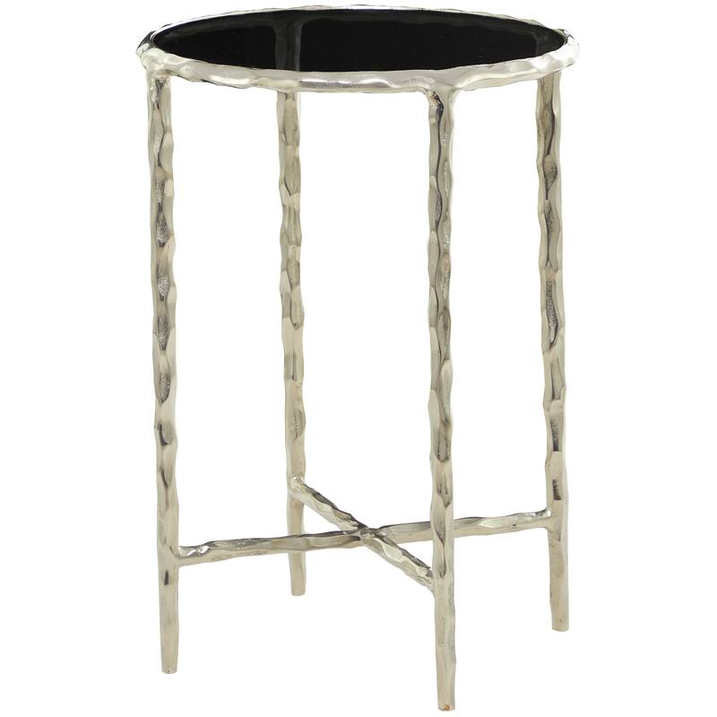 Aluminum Modern Accent Table with Shaded Glass Top
