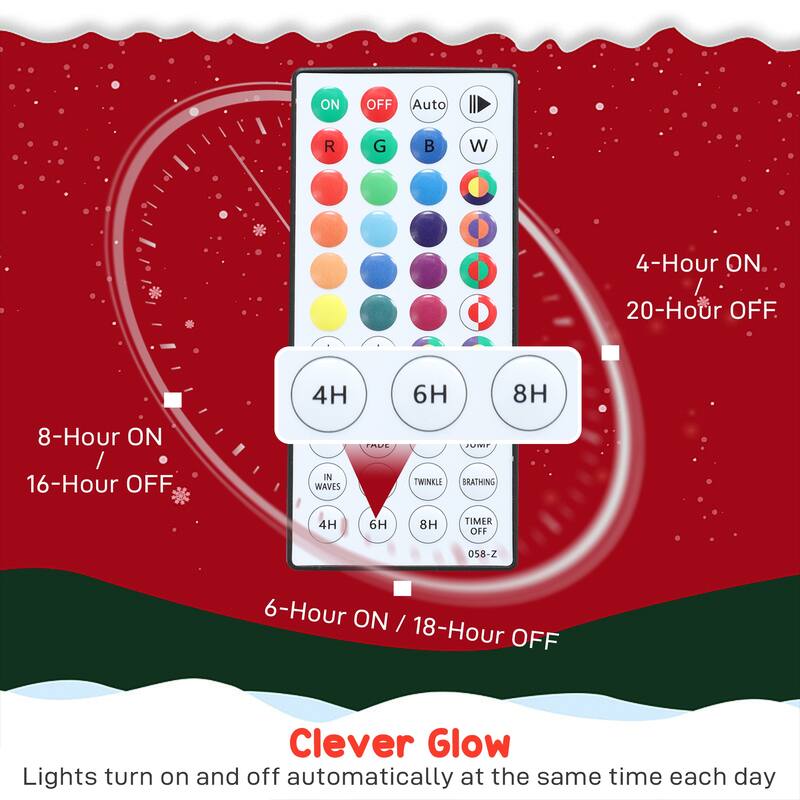 Outsunny 60in Lighted Xmas Wreath: Dual-Color LED, 44 Modes,Indoor/Outdoor