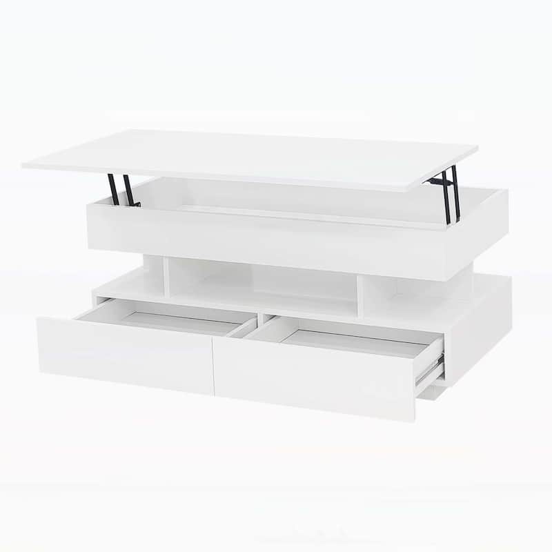 Modern Coffee Table with Adequate Hidden Compartment,with 2 Drawers