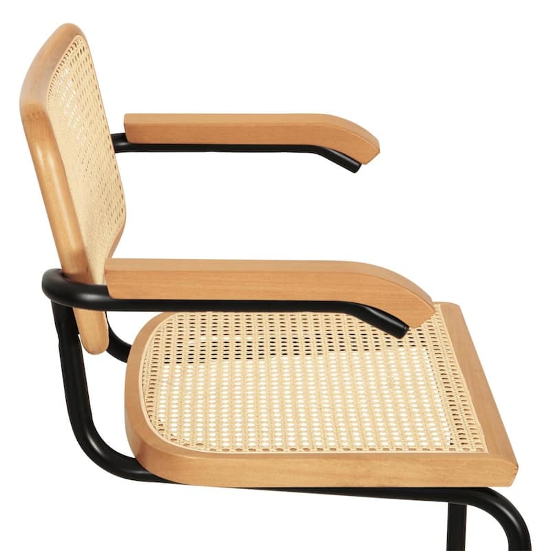 Breuer Chair Company Marcel Breuer Cesca Cane Cantilever Armchair Arm Chair w/ Black Steel Frame (Various Wood & Cane Colors)