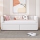 preview thumbnail 23 of 31, Twin Size Upholstered Daybed with Stripe Headboard and 2 Storage Drawers, Velvet Daybed Sofa Bed for Teens Bedroom Beige