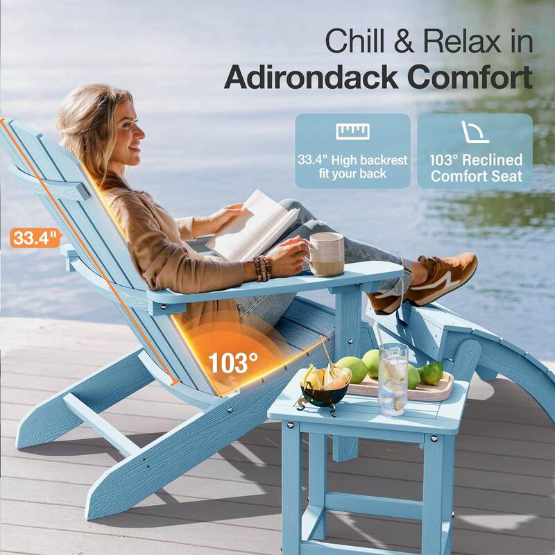 WINSOON All Weather HIPS Outdoor Plastic Adirondack Chairs Set of 4