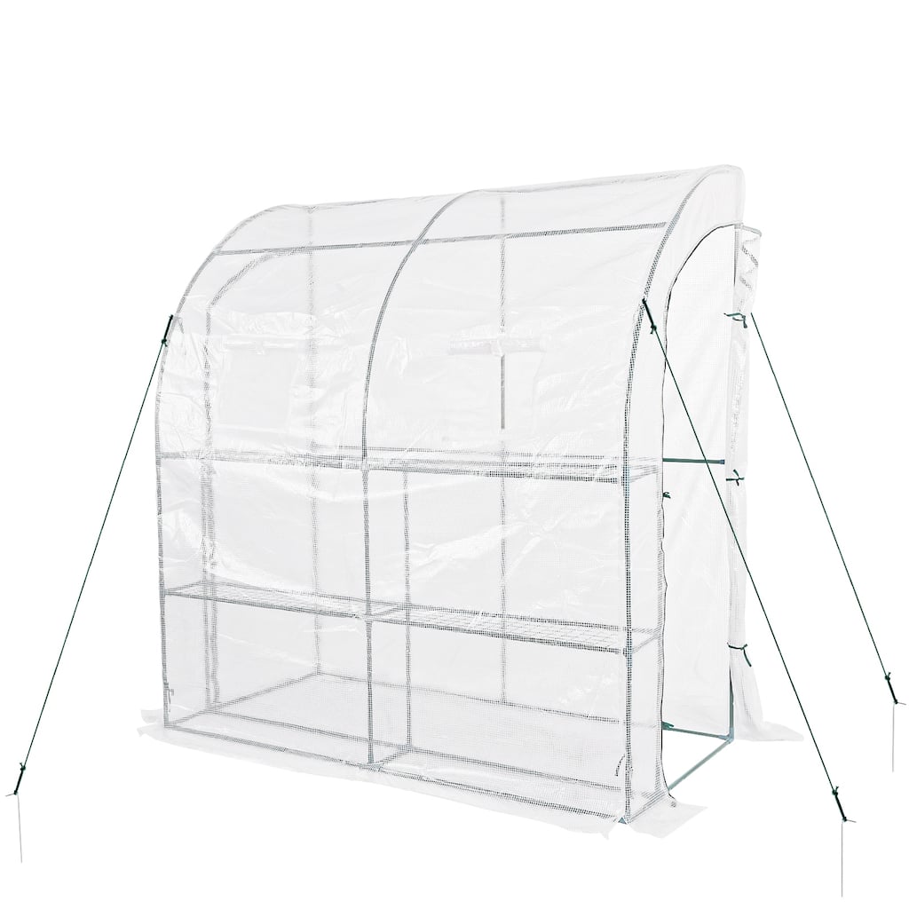 Aoodor 7x3x7 FT Portable Walk-in Greenhouse with Shelves, Steel Frame with PE Cover, Anchor and Ropes