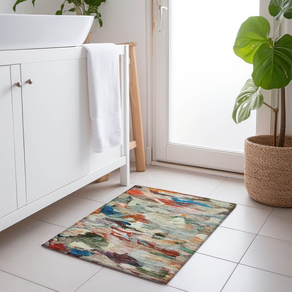 Machine Washable Indoor/ Outdoor Modern Chantille Rug