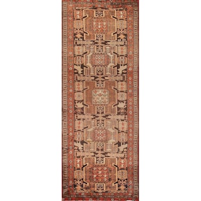 Tribal Meshkin Persian Vintage Runner Rug Handmade Wool Carpet - 3'4"x 11'1"