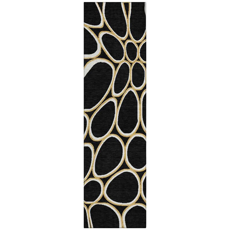 Machine Washable Indoor/ Outdoor Modern Bubbles Chantille Rug