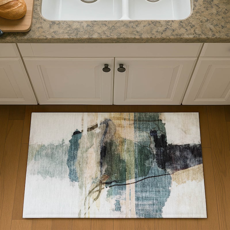 Premium Washable Super Soft Contemporary Chic Mayfield Rug - Green - 1'8" x 2'6"