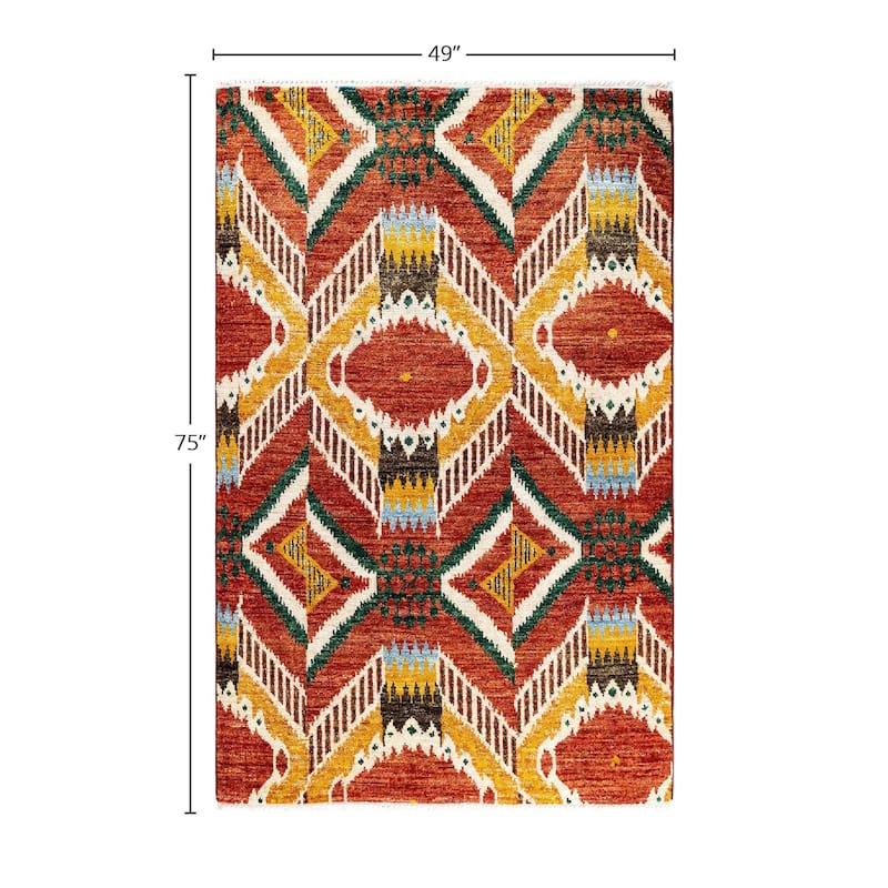 Contemporary Overdyed Wool Hand Knotted Area Rug - 4' 1" x 6' 3"