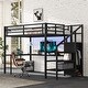 preview thumbnail 2 of 21, Full /Queen Size Metal Loft Bed with L-shaped Desk,USB,Wardrobe,LED for Bedroom