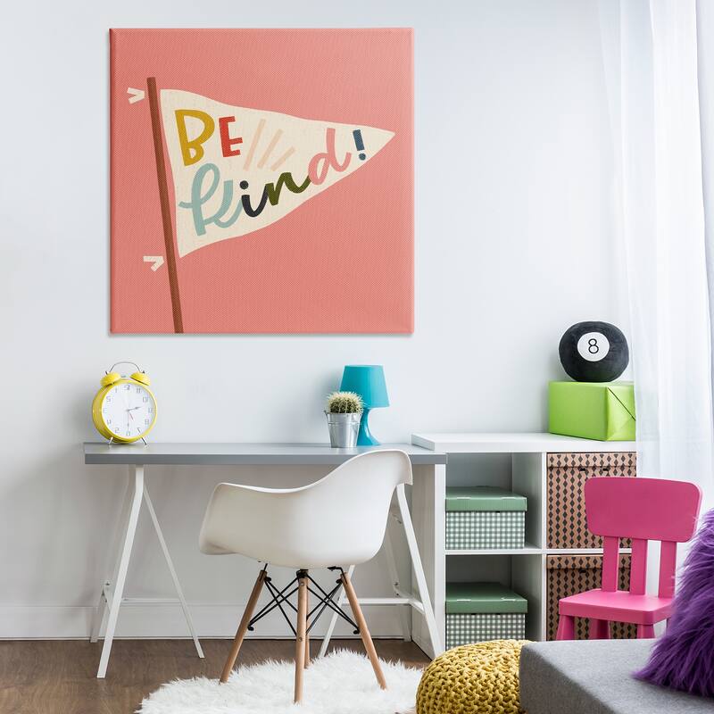 Stupell Be Kind Phrase on Flag Canvas Wall Art Design By Sarah Hickman