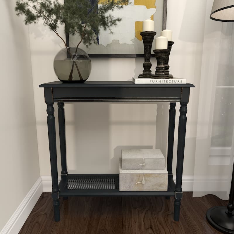 Black Wooden 1 Shelf Console Table