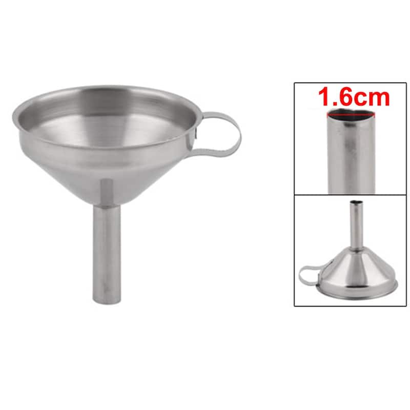 Kitchen Metal Oil Milk Wine Filter Transfer Funnel 4 Inches Diameter - Silver Tone