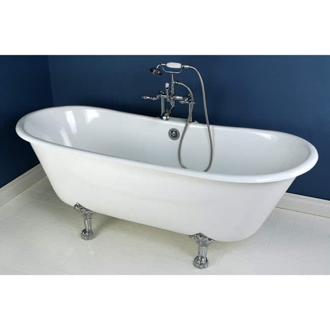 Kingston Brass Aqua Eden 67" Clawfoot Cast Iron Soaking Tub with