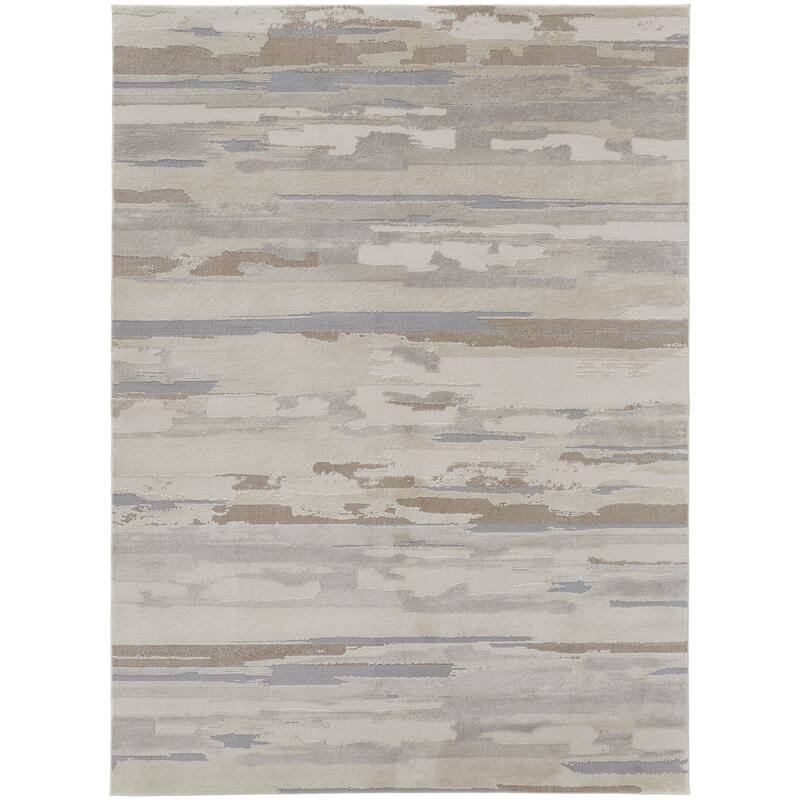Grand Bazaar Kayden Machine Made Abstract Modern Area Rug - 4' x 6' - Ivory/Tan/Brown