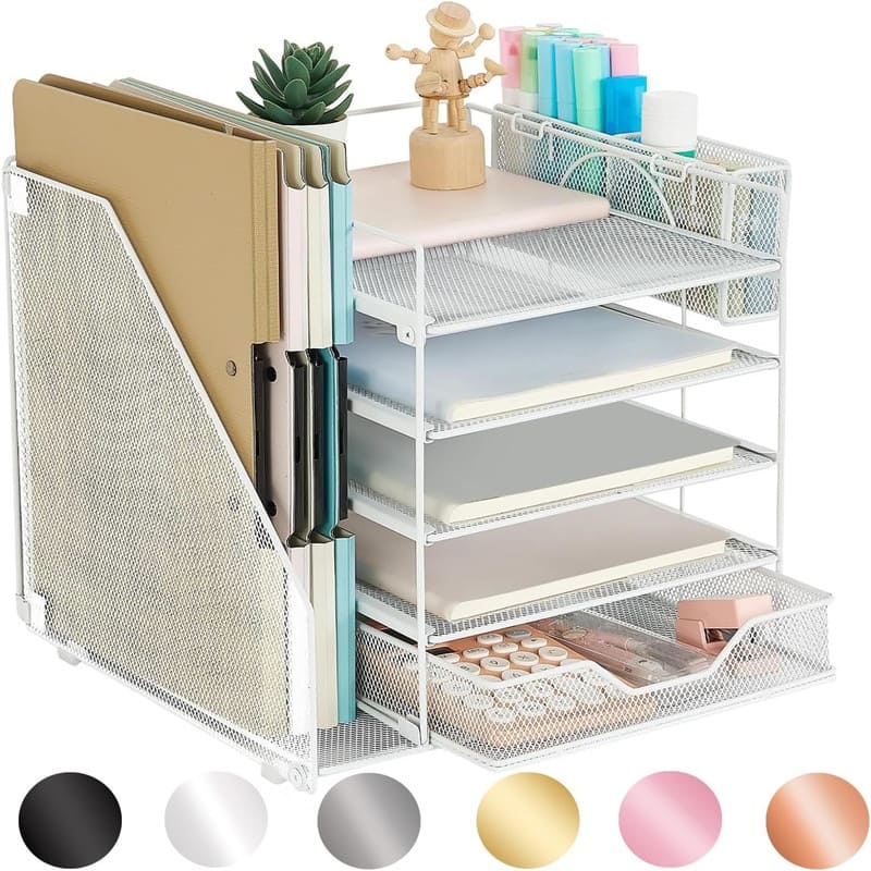 5-Tier Paper Letter Tray Organizer - 11.81"D x 11.61"W x 11.01"H