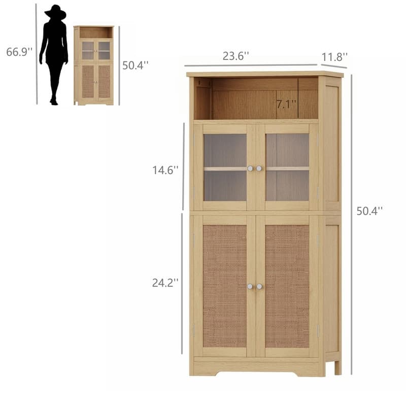 Bathroom Storage Cabinet - 11.78"D x 23.6"W x 50.4"H