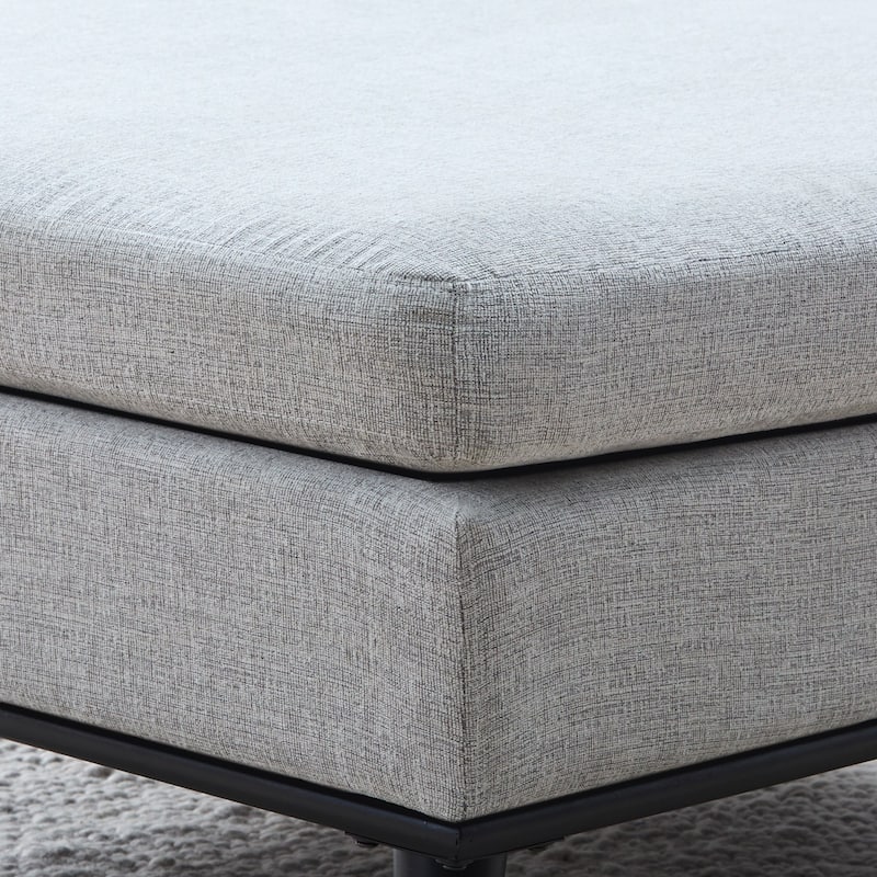 Brookside Linda Large Mid Century Square Ottoman with Wood Legs