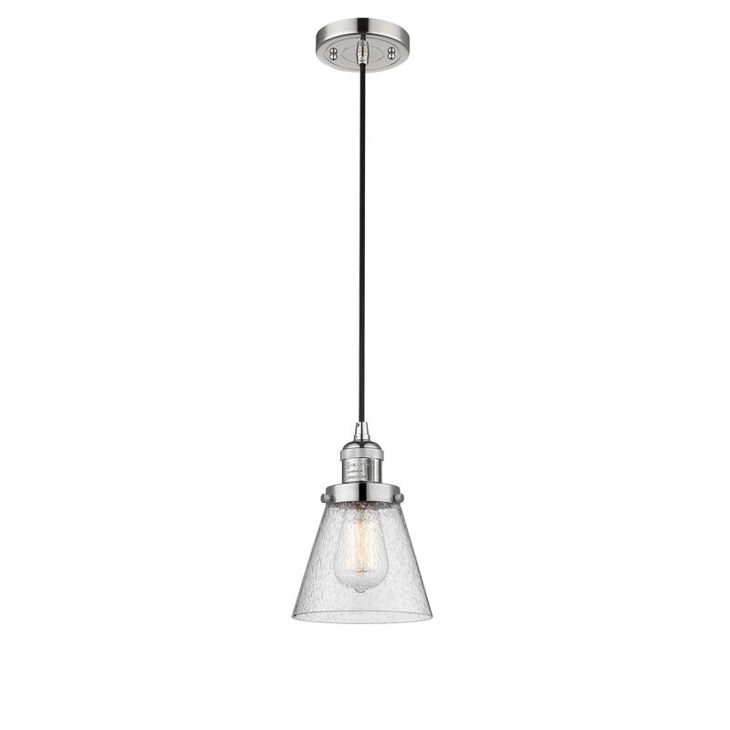 Innovations Lighting Franklin Restoration Cone - 1 Light 6" Cord Hung Mini Pendant - Polished Nickel/Seedy